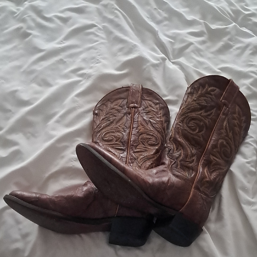 Justin Boots Brown Leather Over-the-Knee Cowboy Boots